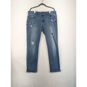 Aeropostale Kylie Boyfriend Women's Distressed Stretch‎ Denim Blue Jeans 12 Reg